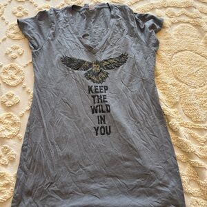 Gray Graphic T-Shirt with Eagle Design